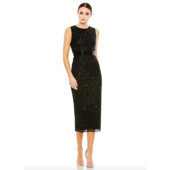 NWT Mac Duggal Geometric Embellished Sleeveless A Line Dress Size 8 - Picture 1 of 8